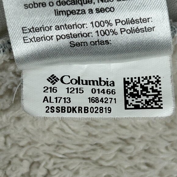 Columbia Sweater Jacket Womens Small Grey Cream Darling Days Fleece Button Up - Picture 15 of 15